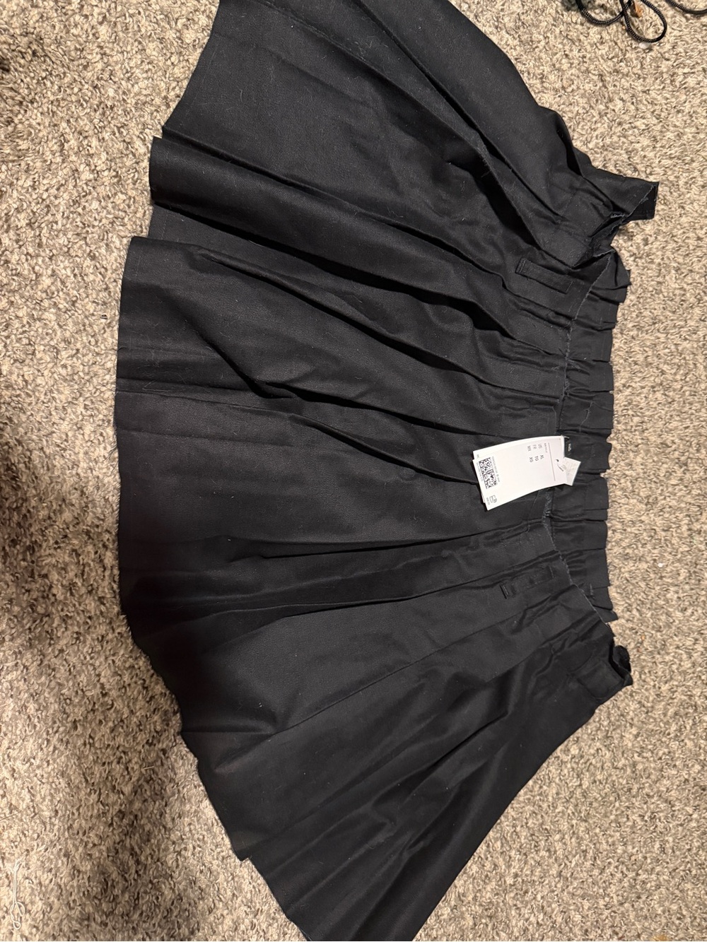 Divided Black Pleated Mini Skirt